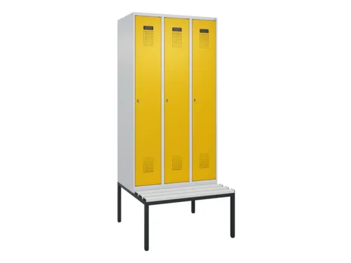 locker met bank,HxBxD 2120x900x815mm,3vak,vak B 300mm,cilinderslot