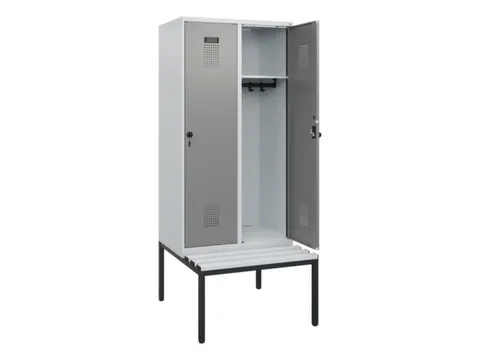 locker met bank,HxBxD 1950x800x815mm,2vak,vak B 400mm,draaigrendel