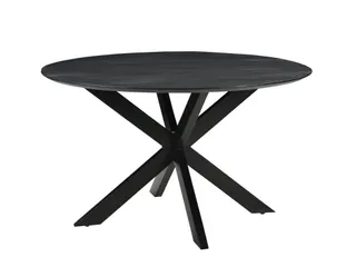 Vergadertafel Harper 130cm Rond Mango Zwart Spinpoot Zwart - 2