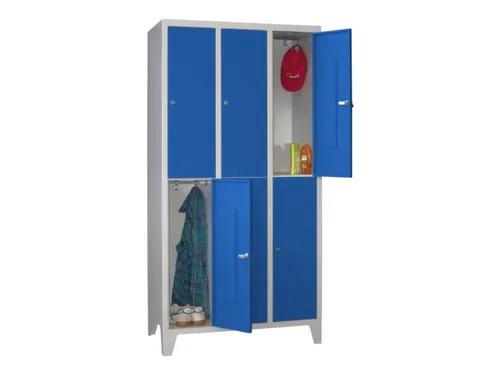 lockerkast,HxBxD 1850x900x500mm,3x2vakken,RAL7035,front RAL5010