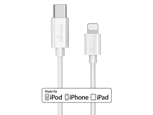 MediaRange Apple Lightning naar USB C kabel 1 m Wit