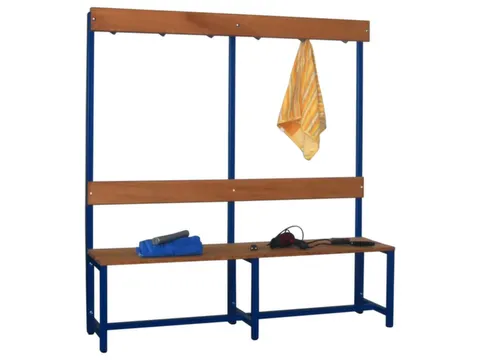 Banc vestiaire LxP 1500x400mm lames bois patères simple face pièteme