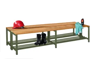 dubbele zitbank,LxD 2000x740mm,houten lijst beuken,onderstel RAL6011 - 2