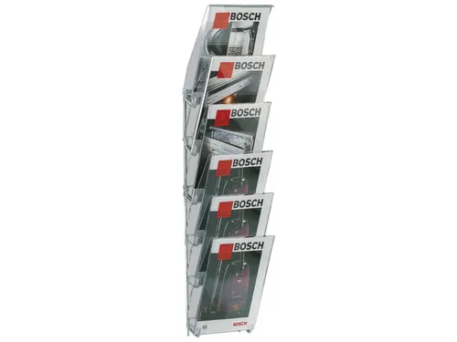 Prospectushouder Acryl 1130x230x190mm 6 Din A4 Bakken Frame Lichtgrijs