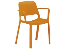 stapelstoel,4voeten,m. armleuningen,zitschaal PP oranje