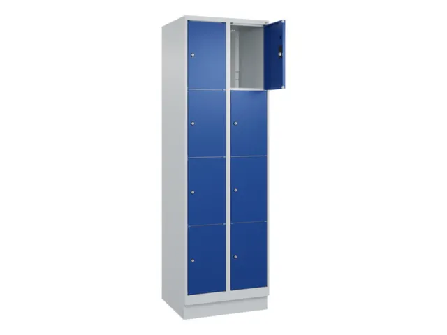 lockerkast,HxBxD 1950x600x500mm,2x4vakken,vak B 300mm,cil.-slot,sokkel