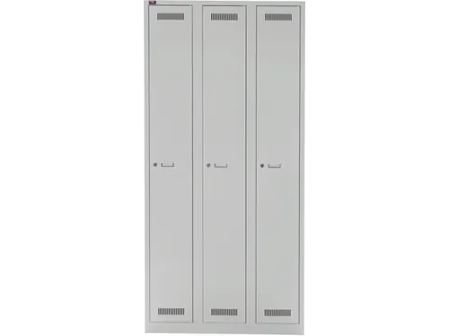 garderobekast,HxBxD 1850x900x500mm,3vak,cil.-slot,romp lichtgrijs