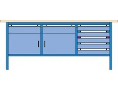 werkbank,HxBxD 845x2000x700mm,multiplexblad,RAL7035,front RAL7035