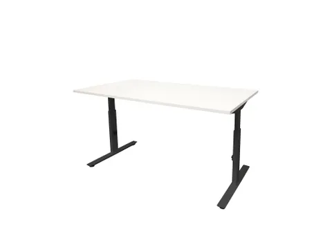 Bureau Linesto Plus Hoogte instelbaar 200x80cm Krijtwit, T-poot Zwart