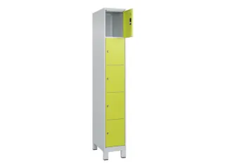 lockerkast,HxBxD 1950x300x500mm,1x5vakken,vak B 300mm,cil.-slot,voeten - 1