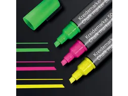 Krijtstift Sigel set 3kleuren; roze, groen en geel wig punt 1-5 mm