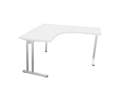 Bureau in vrije vorm 1400x1400mm Links C-voet Alu, Bl-wit