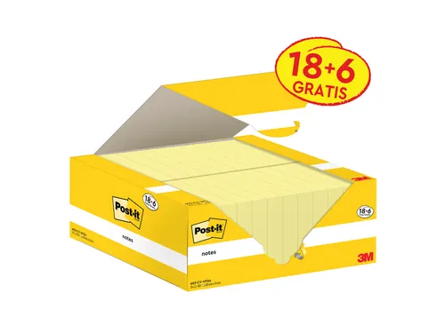 Memoblok 3M Post-it 653-CY 38x51mm geel voordeelpak