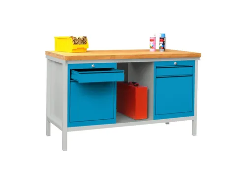 Werkbank 900x1500x700mm 4laden Frame/behuizing Ral7035 Front Ral5012