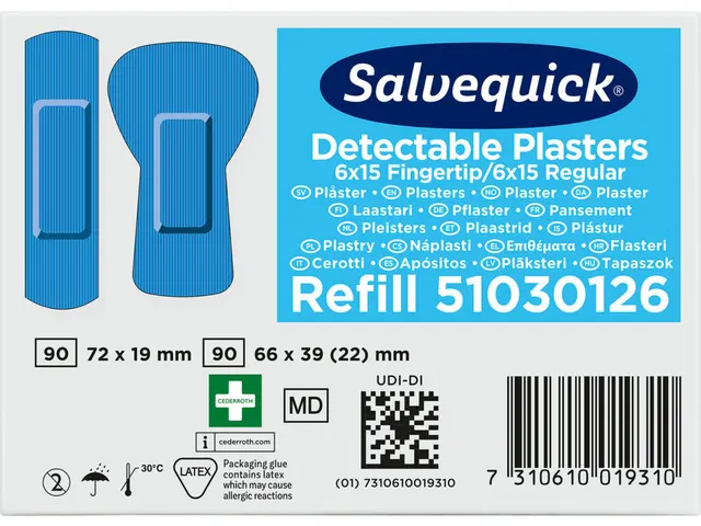 Salvequick Blauw Detectable Pleisters Vingertop/Normaal
