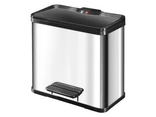 Gescheiden Afvalbak Öko Duo Plus 17 liter + 9 Liter RVS Zwart Hailo - 1