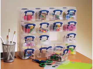 Muurkubus met 16 Boxen 0,3 Liter Transparant - 1