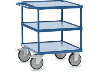 Tafelwagen 2417W 600kg 700x700mm 3 etages staalplaat +rand RAL5007 - 1