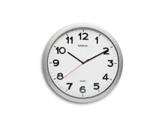 Wandklok MAUL Step Quartz Ø40x5cm kunststof zilver/wit stildraaiend