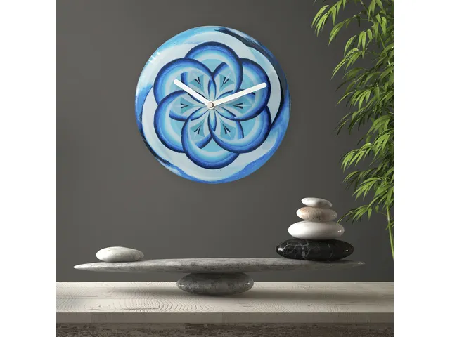 Horloge de Table/Murale 20 cm-Silencieux-Bleu-Verre Trempé-NeXtime Co