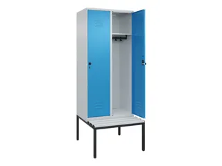 locker met bank,HxBxD 2120x800x815mm,2vak,vak B 400mm,draaigrendel - 2