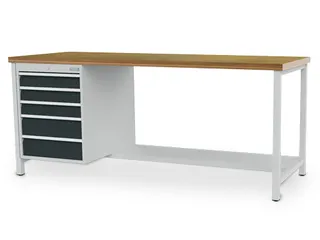 werkbank,HxBxD 859x2000x750mm,multiplexblad,4voeten,uitrusting: 5laden - 1
