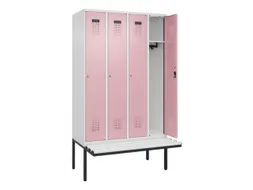 locker met bank,HxBxD 2120x1200x815mm,4vak,vak B 300mm,cilinderslot