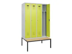 locker met bank,voor scheiding van kleding,HxBxD 2120x1200x815mm,4vak