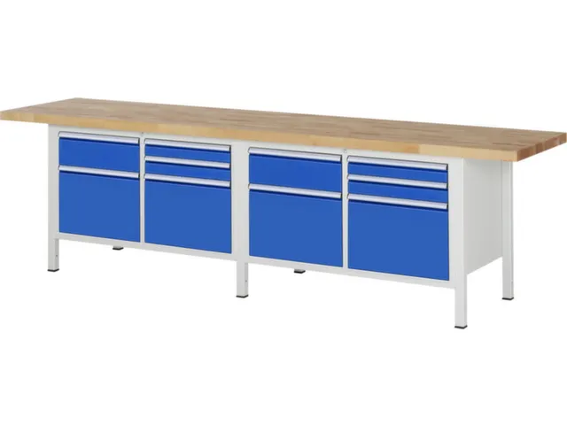 werkbank,HxBxD 840-1040x3000x700mm,beukblad,draagverm. 1250kg