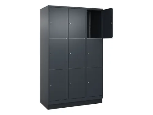lockerkast,HxBxD 1950x1200x500mm,3x3vakken,vak B 400mm,cil.-slot