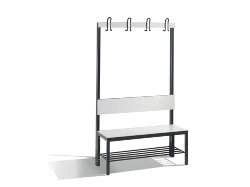 omkleedbank,HxLxD 1650x1000x407mm,HPL wit,frame staal RAL7021