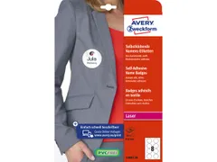 Naambadge zelfkl. Zweckform rond 65mm wit afneembaar 160 etiketten 20