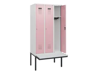 locker met bank,HxBxD 1950x900x815mm,3vak,vak B 300mm,cilinderslot - 1