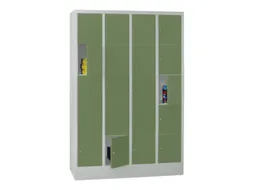 lockerkast,HxBxD 1850x1200x500mm,4x5vakken,RAL7035,front RAL6011