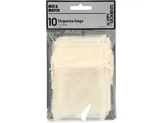 Organza zakjes Creativ Company 7x10cm 10 stuks off-white - 1
