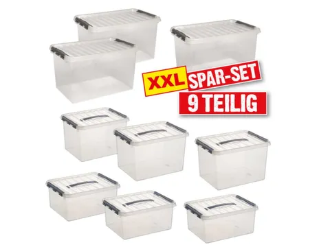 Set stapelbakken,9-dlg.,PP,transparant,Wanden gesloten,bodem gesloten