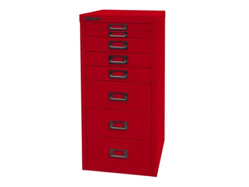 kantoor-ladekast HxBxD 590x279x380mm 8 laden romp kardinaalrood staal