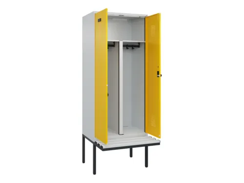 PBM-locker met bank,HxBxD 2120x800x815mm,2vak,vak B 400mm,draaigrendel