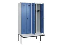 locker met bank,voor scheiding van kleding,HxBxD 2120x1200x815mm,4vak