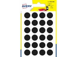 Etiket Avery 15 mm rond blister 168 st zwart