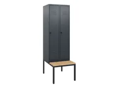 locker met bank,HxBxD 1950x600x815mm,2vak,vak B 300mm,draaigrendel