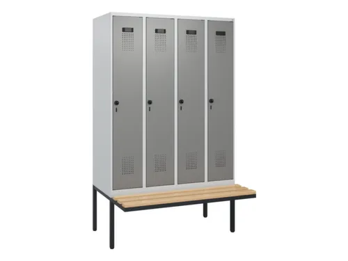 locker met bank,HxBxD 1950x1200x815mm,4vak,vak B 300mm,draaigrendel
