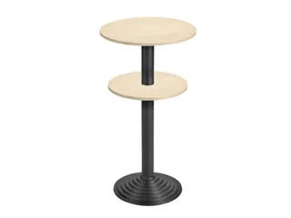 statafel,HxØ 1100x600mm,rond,schotelvoet zwart,blad esdoorn,2e blad - 1