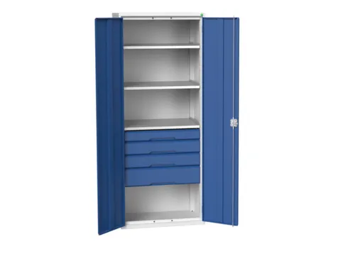 universele kast,HxBxD 2000x800x550mm,3xStalen bodem,4lade(n)