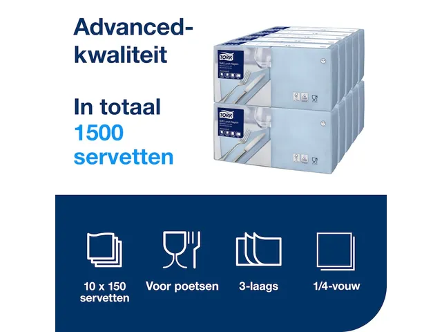 Tork 477871 Soft Lunchservet Advanced Lichtblauw 33x33cm
