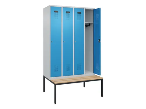 locker met bank,HxBxD 2120x1200x815mm,4vak,vak B 300mm,cilinderslot