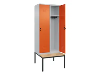 locker met bank,HxBxD 2120x800x815mm,2vak,vak B 400mm,draaigrendel - 2