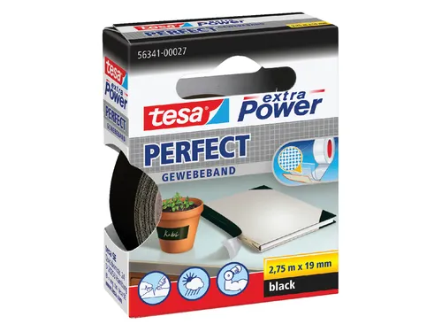 Plakband Tesa textiel 19mmx2.75m zwart