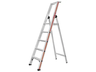 trapladder,eenzijdig,5treden,stand H 1,16m,balk L 1,95m,aluminium - 2