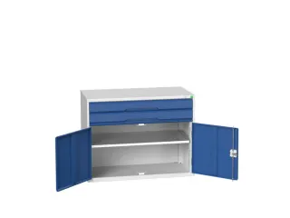 ladekast HxBxD 800x1050x550mm 2laden 2deuren RAL7035 front RAL5010 - 1